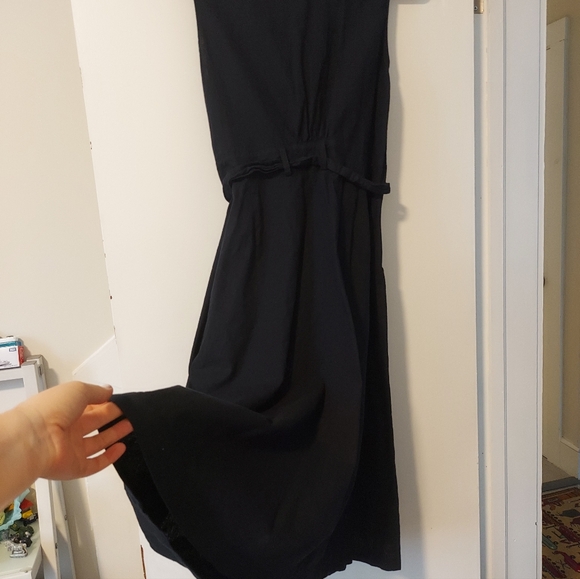 Barbour Linen Cotton Blend Summer Casual Midi Dress Navy Blue Size 8 Buttons - Picture 11 of 14